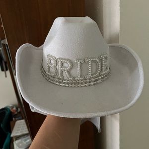 BRIDE bedazzled cowgirl hat with veil